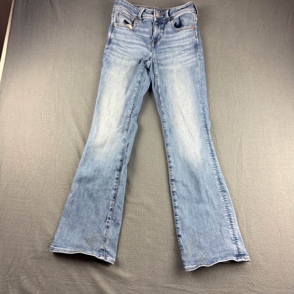 American Eagle Kick Boot Jeans Women's 2S Blue Next Level Stretch Denim Flare
